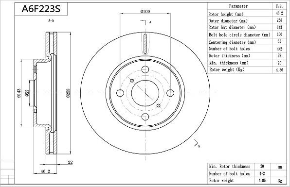 Aisin A6F223S - Jarrulevy inparts.fi