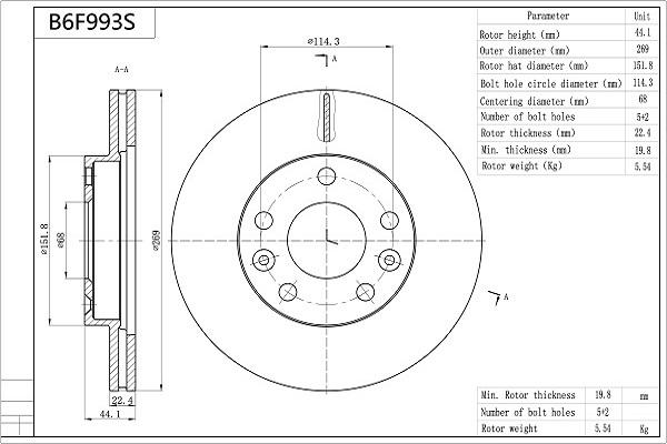 Aisin B6F993S - Jarrulevy inparts.fi