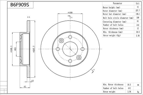 Aisin B6F909S - Jarrulevy inparts.fi