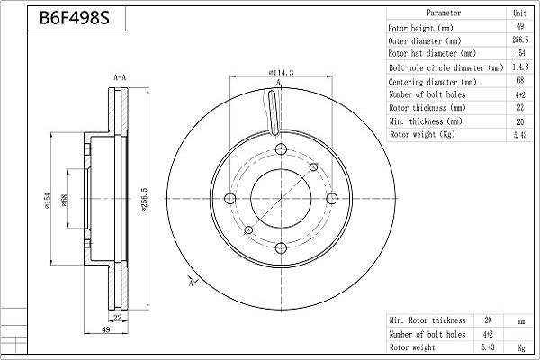 Aisin B6F498S - Jarrulevy inparts.fi