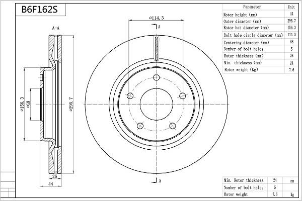 Aisin B6F162S - Jarrulevy inparts.fi