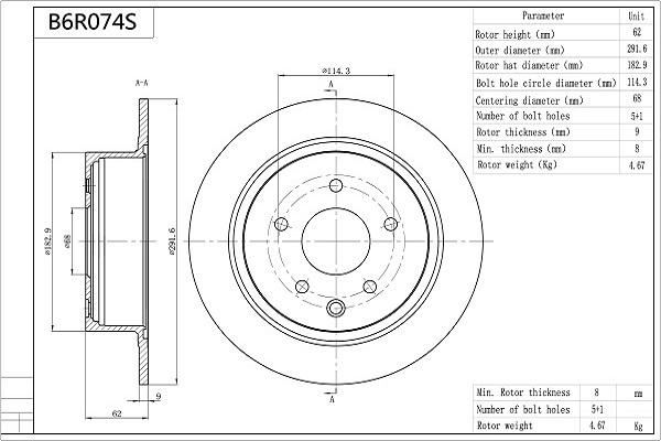 Aisin B6R074S - Jarrulevy inparts.fi