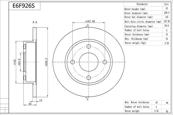 Aisin E6F926S - Jarrulevy inparts.fi