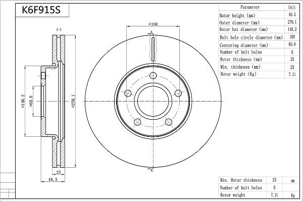 Aisin K6F915S - Jarrulevy inparts.fi