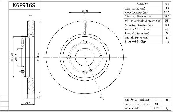 Aisin K6F916S - Jarrulevy inparts.fi