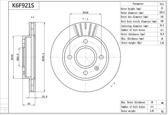 Aisin K6F921S - Jarrulevy inparts.fi