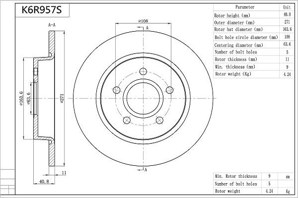 Aisin K6R957S - Jarrulevy inparts.fi