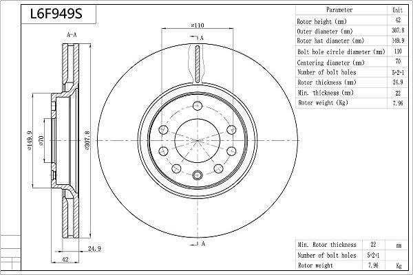 AISIN L6F949S - Jarrulevy inparts.fi