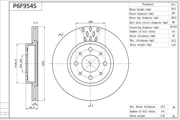 Aisin P6F954S - Jarrulevy inparts.fi