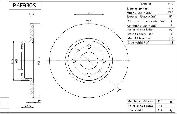 Aisin P6F930S - Jarrulevy inparts.fi