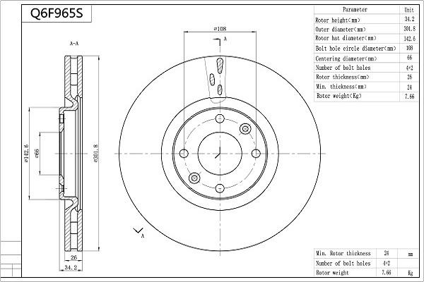 Aisin Q6F965S - Jarrulevy inparts.fi