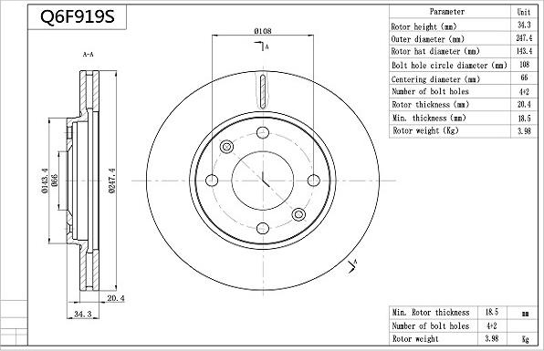 Aisin Q6F919S - Jarrulevy inparts.fi