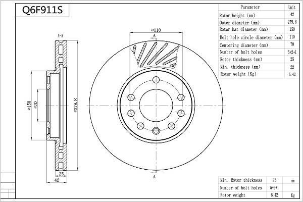 Aisin Q6F911S - Jarrulevy inparts.fi