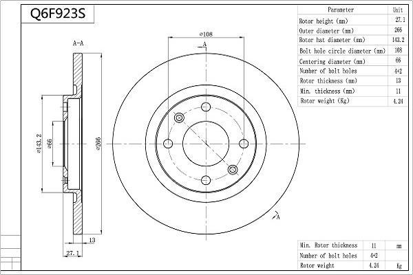 Aisin Q6F923S - Jarrulevy inparts.fi