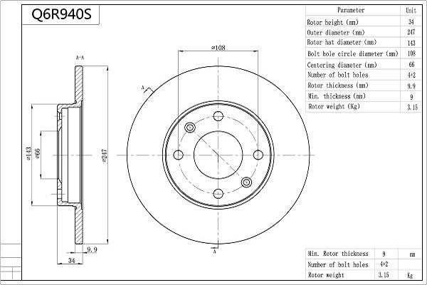 Aisin Q6R940S - Jarrulevy inparts.fi