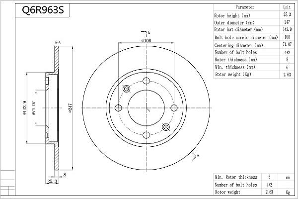 Aisin Q6R963S - Jarrulevy inparts.fi