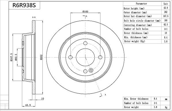 Aisin R6R938S - Jarrulevy inparts.fi