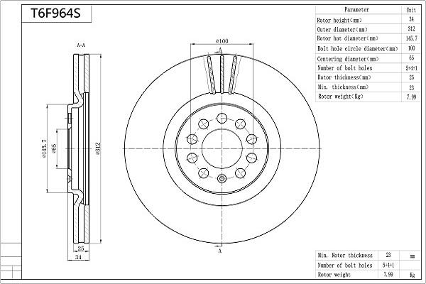 Aisin T6F964S - Jarrulevy inparts.fi