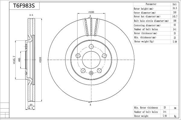 Aisin T6F983S - Jarrulevy inparts.fi