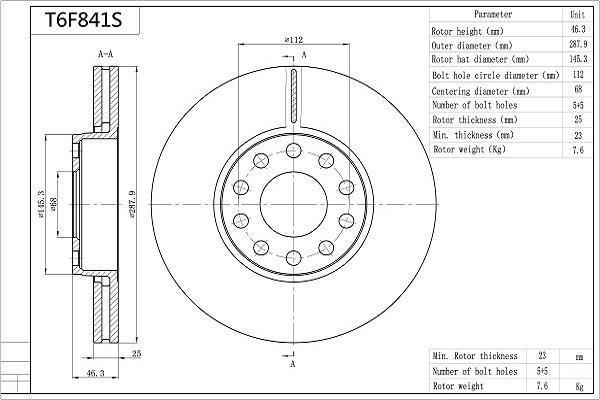 Aisin T6F841S - Jarrulevy inparts.fi