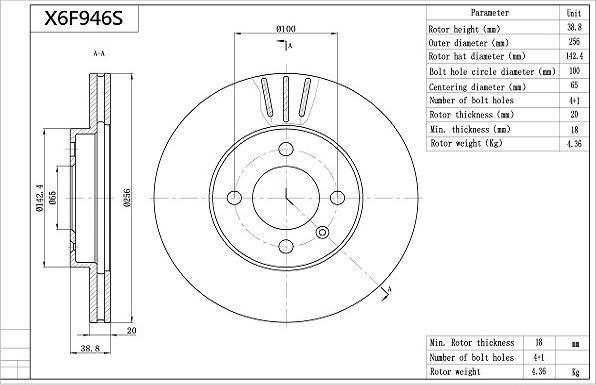 Aisin X6F946S - Jarrulevy inparts.fi