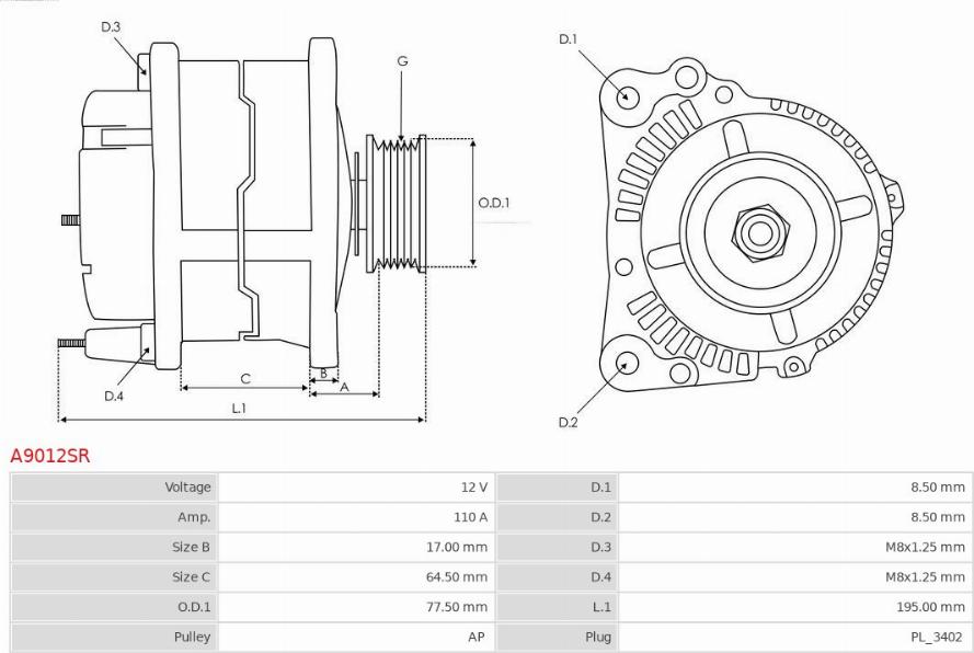 AS-PL A9012SR - Laturi inparts.fi