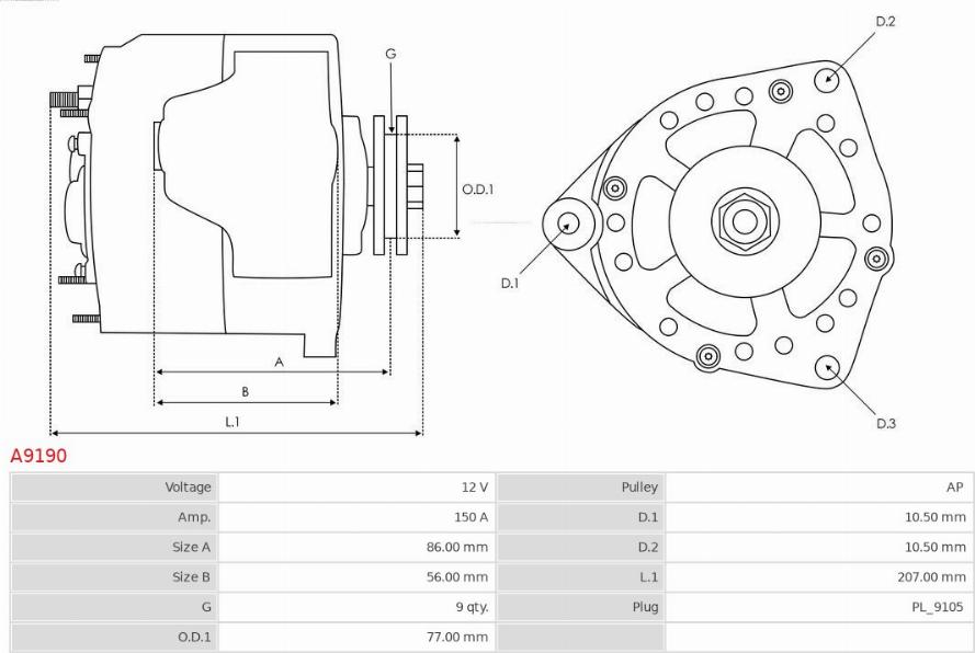 AS-PL A9190 - Laturi inparts.fi