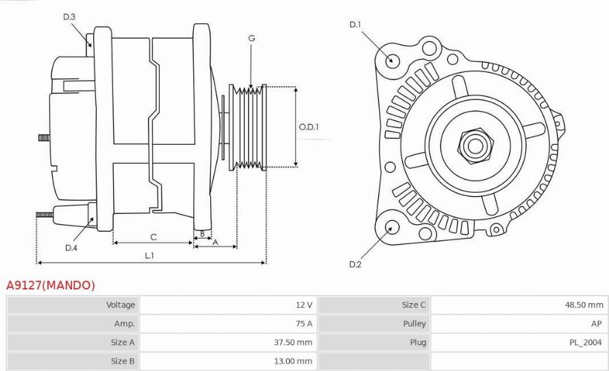 AS-PL A9127(MANDO) - Laturi inparts.fi