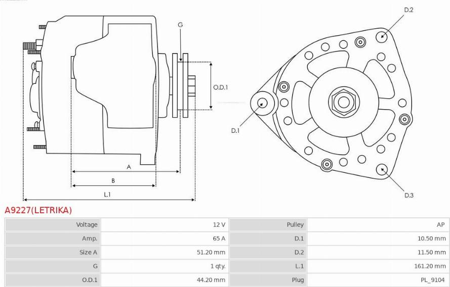 AS-PL A9227(LETRIKA) - Laturi inparts.fi