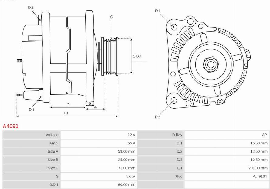 AS-PL A4091 - Laturi inparts.fi