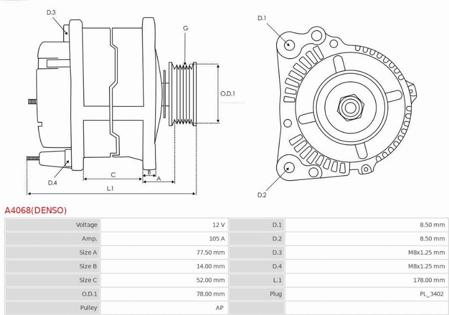 AS-PL A4068(DENSO) - Laturi inparts.fi