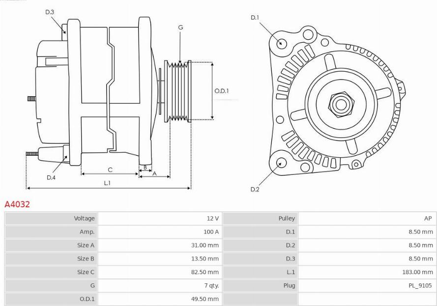 AS-PL A4032 - Laturi inparts.fi