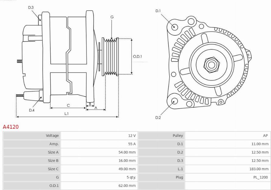 AS-PL A4120 - Laturi inparts.fi