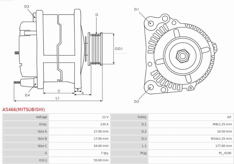 AS-PL A5466(MITSUBISHI) - Laturi inparts.fi