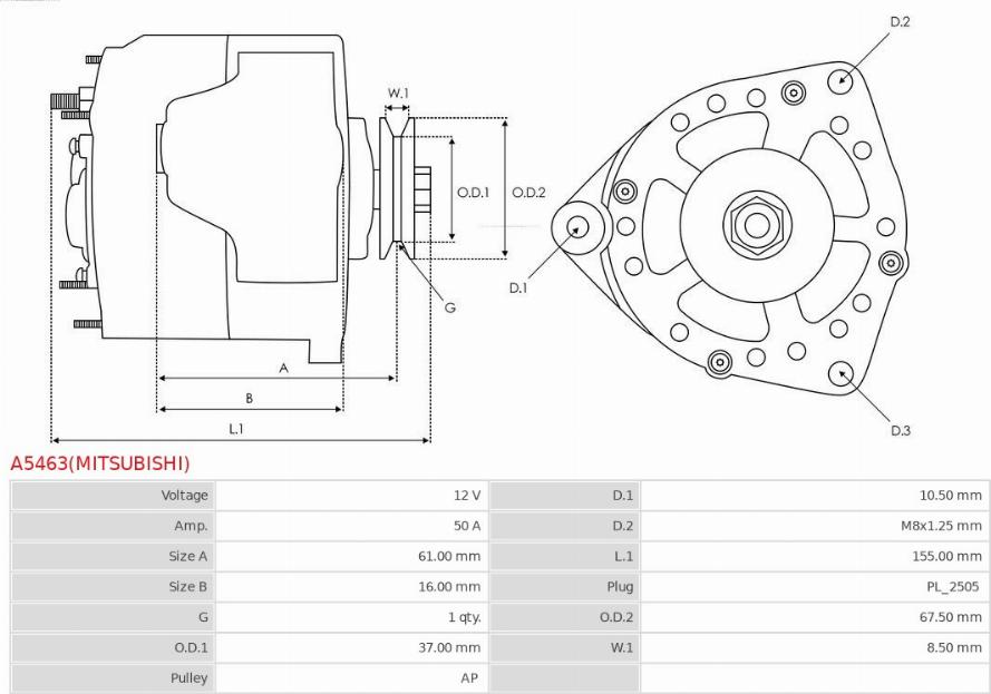 AS-PL A5463(MITSUBISHI) - Laturi inparts.fi