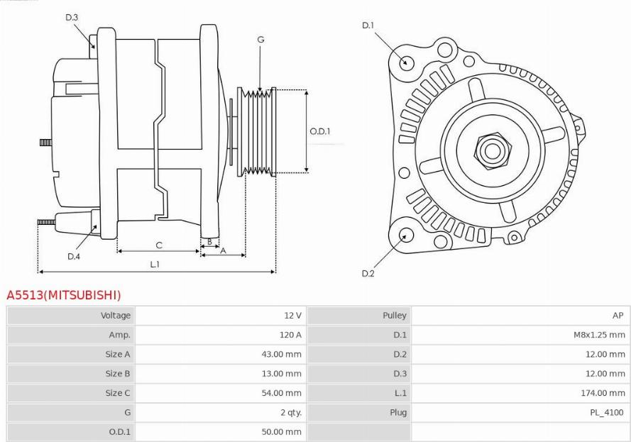 AS-PL A5513(MITSUBISHI) - Laturi inparts.fi