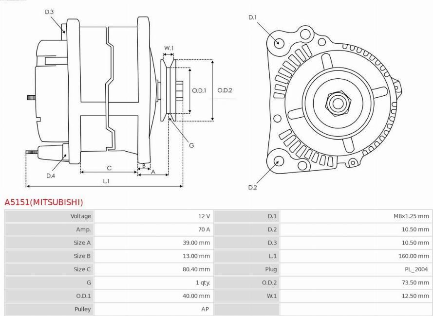 AS-PL A5151(MITSUBISHI) - Laturi inparts.fi