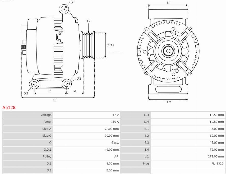 AS-PL A5128 - Laturi inparts.fi