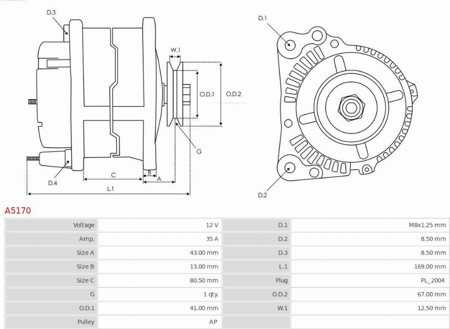 AS-PL A5170 - Laturi inparts.fi