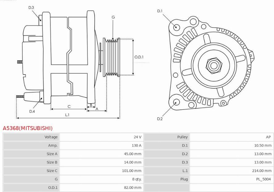 AS-PL A5368(MITSUBISHI) - Laturi inparts.fi