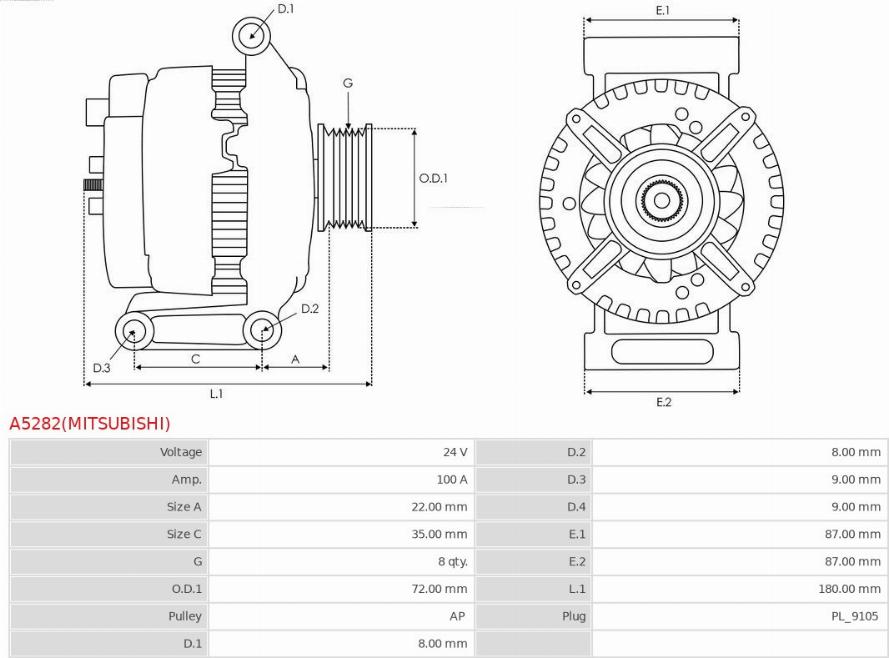 AS-PL A5282(MITSUBISHI) - Laturi inparts.fi