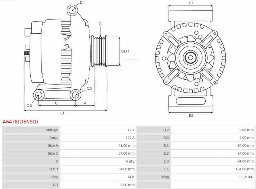 AS-PL A6478(DENSO) - Laturi inparts.fi