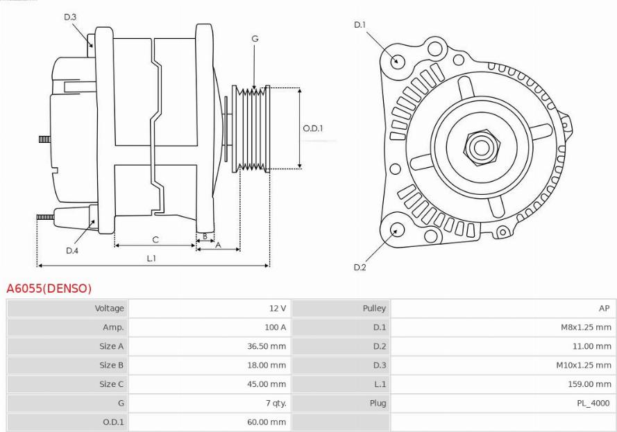 AS-PL A6055(DENSO) - Laturi inparts.fi