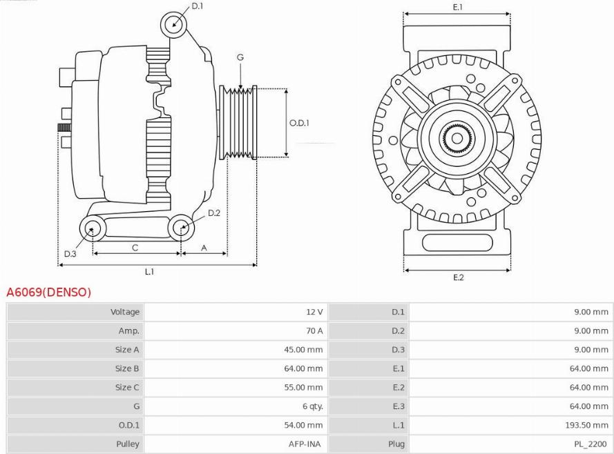 AS-PL A6069(DENSO) - Laturi inparts.fi