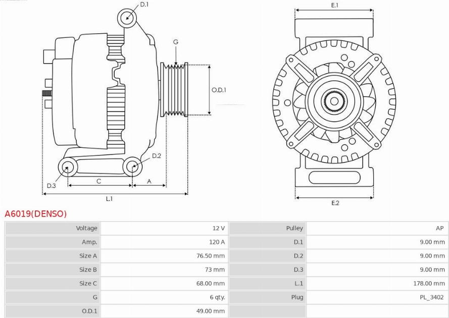 AS-PL A6019(DENSO) - Laturi inparts.fi