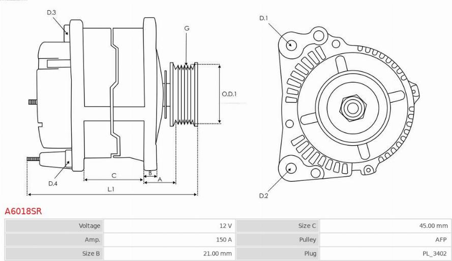 AS-PL A6018SR - Laturi inparts.fi