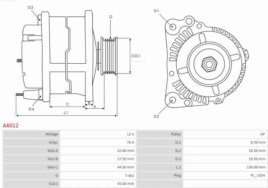 AS-PL A6012 - Laturi inparts.fi