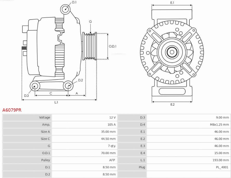 AS-PL A6079PR - Laturi inparts.fi