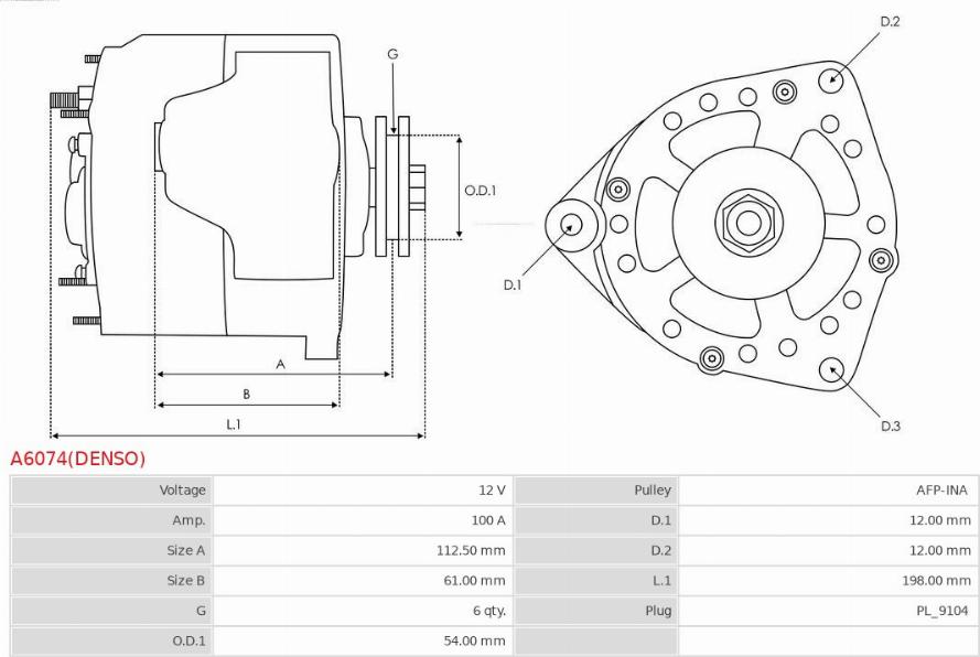 AS-PL A6074(DENSO) - Laturi inparts.fi