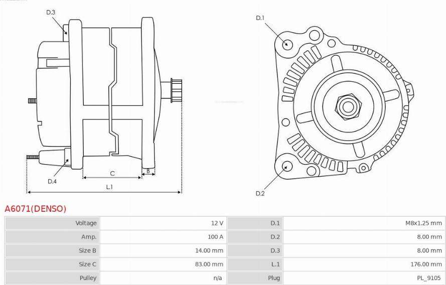 AS-PL A6071(DENSO) - Laturi inparts.fi